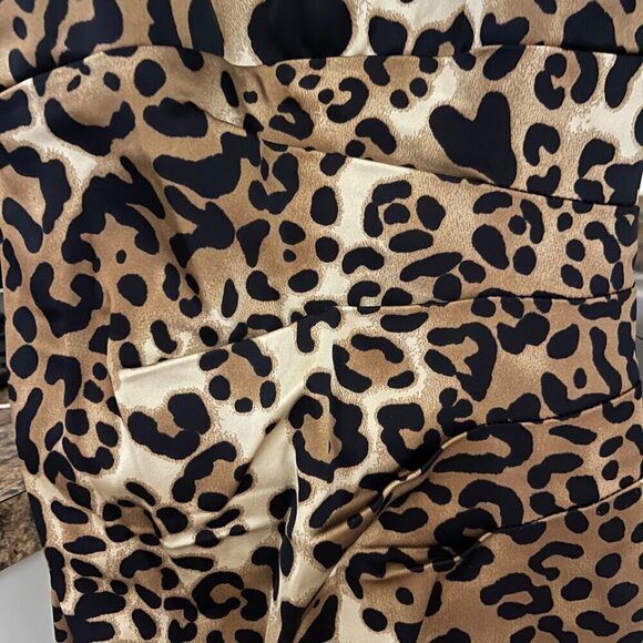 Vintage Cache Halter Dress Size 2 Y2K Cocktail Glam Evening Leopard Satin Edgy - Picture 3 of 13